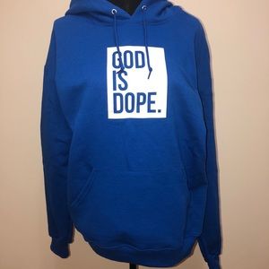 God is Dope royal blue hoodie